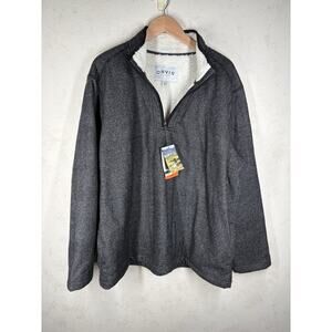 Orvis Classic Collection Mens XXL Gray 1/4 Zip Fleece Lined Pullover Sherpa Warm